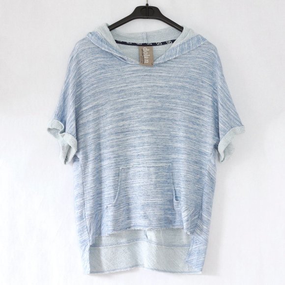 Anthropologie Tops - Anthro Dolan Left Coast Blue Short Sleeve Hoodie S